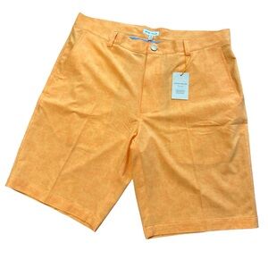 Peter Millar Orange Flat Front Men Shorts